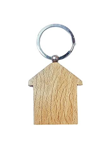 Image of Empty Wooden Keychains, Laser Engravable, Printable & Writable, Pack of 10 Assorted Shapes, 5cm x 3cm
