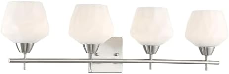 Minka Lavery 3174-84 Camrin Vanity Bath Light, 4-Light, 240 Total Watts, 31-in H x 8.38-in W, Brushed Nickel