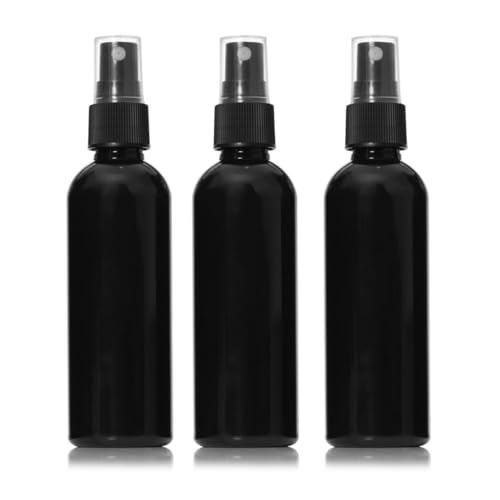 Image of Multipurpose Refillable Fine White Mist Spray Empty Transparent Bottle, 100ml for Beauty & Personal Care, Face Moisturizing, Hair, Plants, Electronic Gadgets, Cleaning (Pack of 3) (Black)