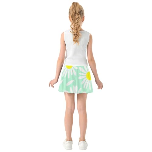 Cute Comfy Girls Skorts Athletic Shorts Skirts with Shorts School Daisy Mint Green 4t4