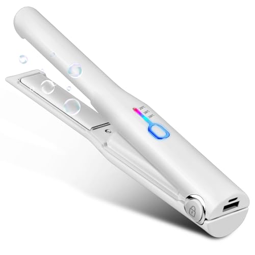 【コードレス・usb充電】 ヘアアイロン コードレス 2WAY ストレート＆カール ミニ ワイヤレス ヘアアイロン 160/180/200℃ 3段階温度設定 スマホを充電 4500mAh 自動OFF ロック機能 小型 軽量 持ち運び便利 男女兼用 日本語説明書付き 家庭/旅行/出張用 ホワイトのサムネイル