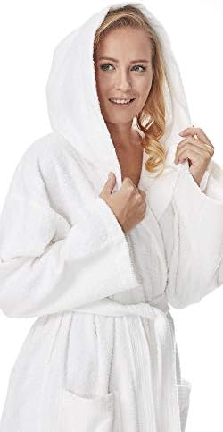 Arus Peignoir Bain 100% Coton Éponge 380 G/m² OEKO-TEX – Capuche – Longueur Mollet Ou Cheville – Poches & Ceinture – Confort Spa & Quotidien