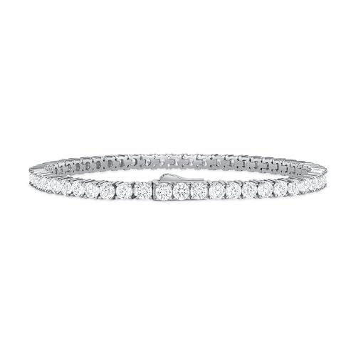 3 to 10 Carat Moissanite Tennis Bracelet for Women I 925 Sterling Silver Bracelet for Her I 7 Inches Long (G-H, VS, cttw, DEW) 4-Prong Setting