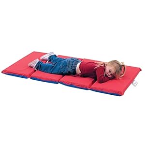 Children’s Factory Angels 2″ Thick Toddler Nap Mat, Red-Blue, 4 Section Waterproof Sleeping Mat for use in Preschools and Daycares