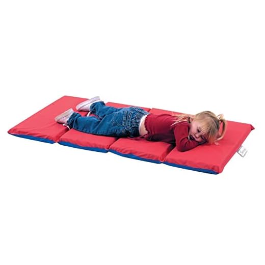 Angeles-CF400-509RB Rest 2" Nap Mat, 4 Section Folding Sleeping Mats for Kids/Toddlers Daycare, Bacteria-Resistant Waterproof Seams, Homeschool/Classroom Rest Mat