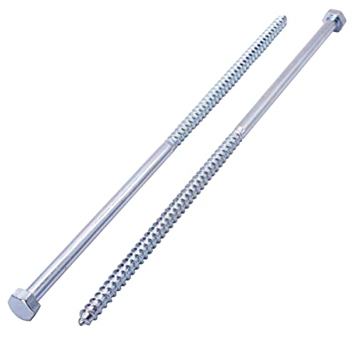 SKIR'CO (4 pcs) DIN 571 Zinc Plated Steel Hexagon Head Wood Screws M8 x 260 mm, Coach Screws, Hex Screw, Lag Bolts