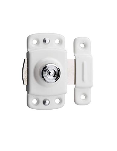 Verrou pour Porte d'ameublement, 30 mm, Blanc, Verrou Automatique en Laiton, Système de Fermeture Simple, pour Portes D’intérieur, Meubles, Placards, Résistant Au Froid Et à L’eau, THIRARD