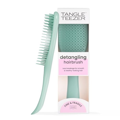 Tangle Teezer Fine and Fragile Ultimate Detangler Hairbrush - Cepillo Desenredante Cabello Teñido, Fino y Frágil - Púas Suaves y Flexibles de Doble Altura - Menos Rotura y Sin Tirones - Verde Azulado