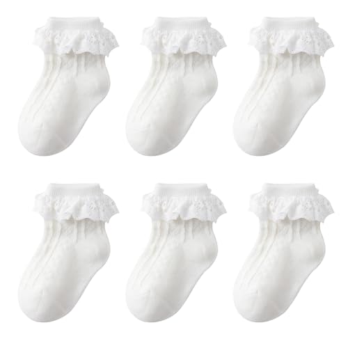 Zumou Toddler Lace Socks Girls Ruffle Eyelet Frilly Princess for Baby Little Kids