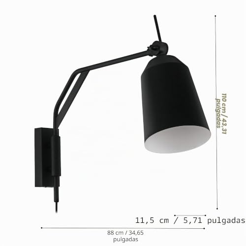 Aplique de pared sin cables internos, lámpara con enchufe e interruptor para evitar reformas 6