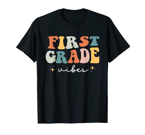 Back To School First Grade Vibes Retro 1st Grade Teacher T-Shirt