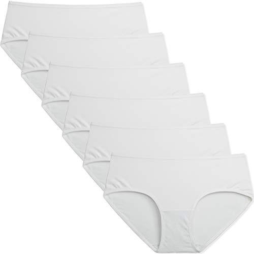 INNERSY Bragas Mujer Algodón Elástico Culotte Cintura Media Ropa Interior Cómodas y Suaves Pack de 6 (M-EU 40, 6 Blanco)