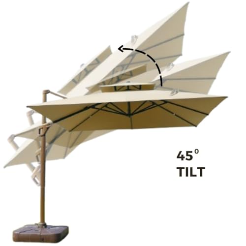 Image of Invezo Outdoor Garden Patio Umbrella (360 degree rotating feature with Base) 8.2 x 8.2 sq ft Terrace /Balcony /Lawn Heavy Duty Shed (White)