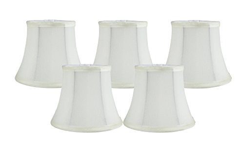 Meriville Set of 5 Faux Silk Chandelier Lamp Shades – Softback Bell Shape, Clip-On Fitter for Candelabra Bulbs, 4