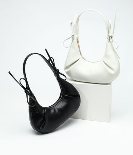 Bolso de hombro para mujer en cuero vegano pequeño y blanco miniatura 7