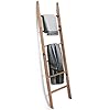 Ilyapa Blanket Ladder for The Living-Room - Rustic Decorative Quilt Ladder with Folding Construction for Easy Storage, Brown Weathered Wood