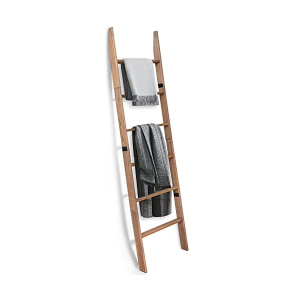 Ilyapa Blanket Ladder for The Living-Room - Rustic Decorative Quilt Ladder with Folding Construction for Easy Storage, Brown Weathered Wood Ilyapa Blanket Ladder for The Living-Room - Rustic Decorative Quilt Ladder with Folding Construction for Easy Storage, Brown Weathered Wood