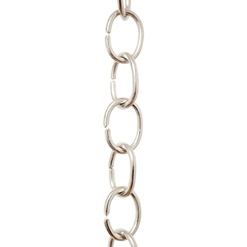 Image of RCH Hardware CH-06-PN-3 Decorative Solid Brass Chain for Hanging Light Oval Unwelded Links-Polished Nickel Finish (3 ft /1 Yard)