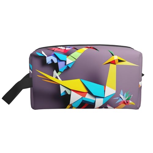 Origami - Bolsa organizadora de viaje multicolor con grullas de papel, 1 impresión, bolsa de aseo para hombres y mujeres, para viajes, gimnasio diario Origami - Bolsa organizadora de viaje multicolor con grullas de papel, 1 impresión, bolsa de aseo para hombres y mujeres, para viajes, gimnasio diario