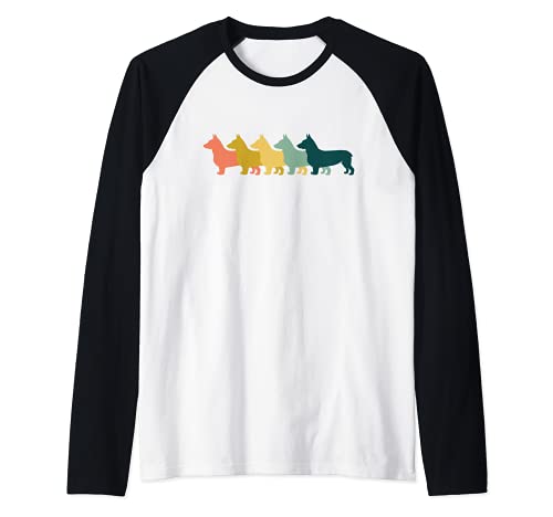 Corgi Dog Lover Retro Pop Art Camiseta Manga Raglan