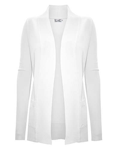 Image of Cielo Women's Solid Basic Open Front Pockets Knit Sweater Cardigan