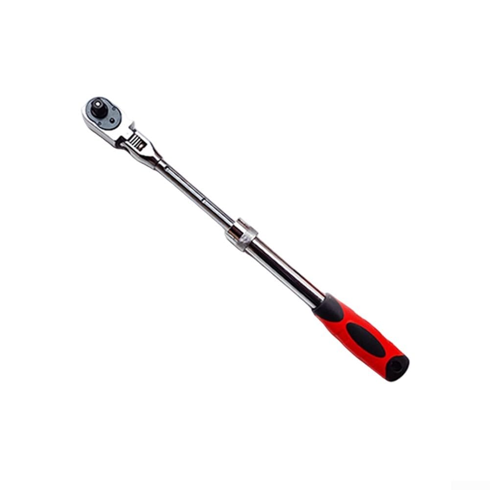 Llave de trinquete retráctil de 72 dientes con mango extensible para liberación rápida y cambio automático de dirección, herramienta manual de metal rojo para reparación de automóviles en el hogar, 1