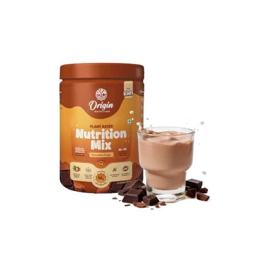 Image of Origin Kids Nutrition Mix | Ages 7-12 | 10g Plant Protein | Eye Health, Immunity & Height Growth | Chocolate Fudge, 316g | Zero Refined Sugar | Plant-Based