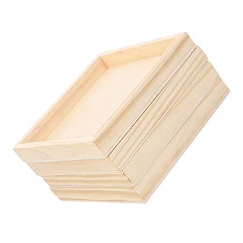 VINTORKY Storage Trays 4pcs Wooden Blocks Toys Unfinished Wooden Serving Tray Puzzle Sorting Organizer
