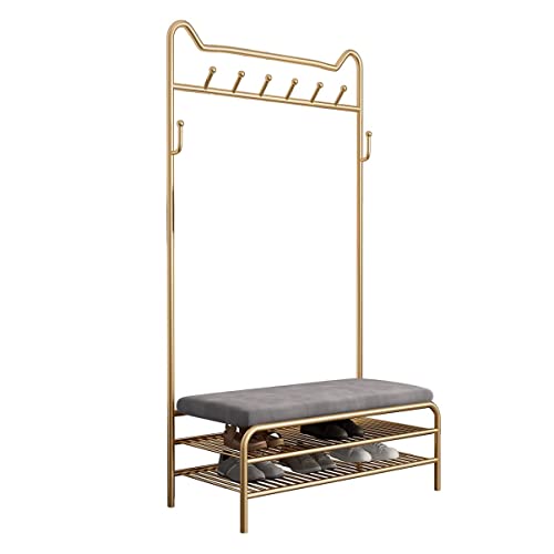 erkebspm Perchero, percha independiente con estante inferior de almacenamiento, tendedero para entrada/oro champán/70 * 32 * 175 cm