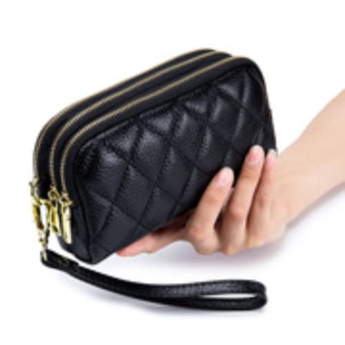 Genuine Leather Wallet for Women Wristlet Clutch Purse Quilted Purse Large Capacity Mobile Phone Pouch2