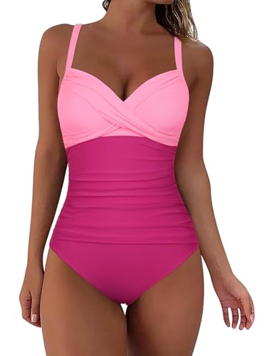 Maillot de bain une pièce armatures Hilor dégradé rose vif en taille 18