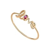 anillo, Anillos de oro amarillo 9 quilates for mujer, amor boda con rubí redondo solitario(P 1/2)