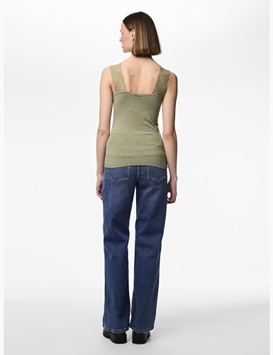PIECES Damen Pcbarbera Lace Noos Top, Deep Lichen Green, M EU