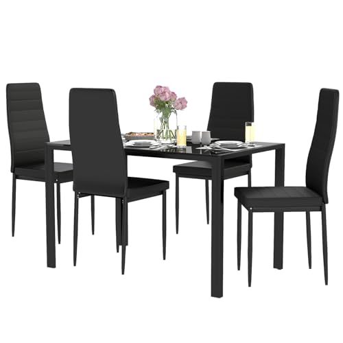 FDW Glass Dining Table Set
