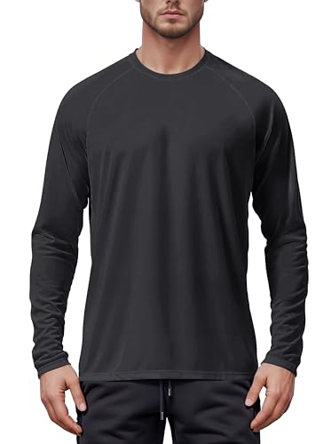 Tansozer UV Shirt Herren Wasser Langarm UPF 50 Sonnenschutz T-Shirt Sport Langarmshirt Atmungsaktiv Wandershirt Sommer, Schwarz, XL