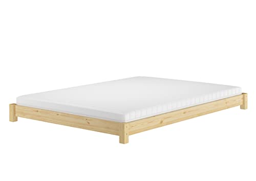 Erst-Holz Lit Double pin Naturel 140x200 Extra-Plat sans tête de lit, Accessoires variables V-60.51-14, Accessoires:sommier à Lattes et Matelas INCL.