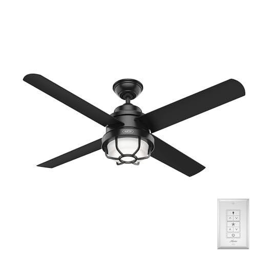 Image of Hunter Searow, Outdoor or Indoor, Ceiling Fan, Quiet, 54 inch, Matte Black