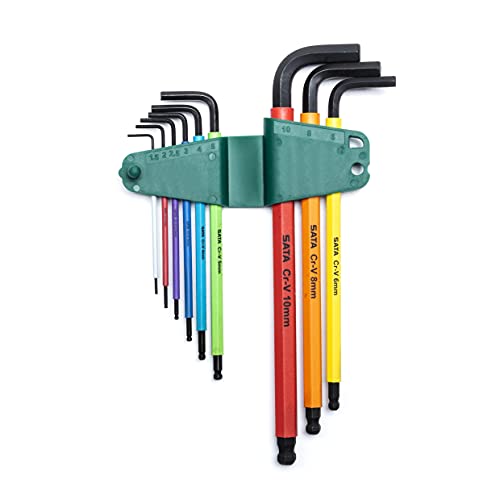 Sata 9pc Ball Point Color Series Black Oxide Hex Key Set, multicolor - Image 2