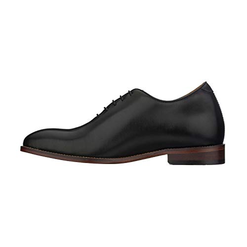 Image of TOTO Men's Invisible Height Increasing Elevator Shoes - Black Premium Leather Lace-up Formal Oxfords - 2.6 Inches Taller - S3001 - Size 8 D(M) US