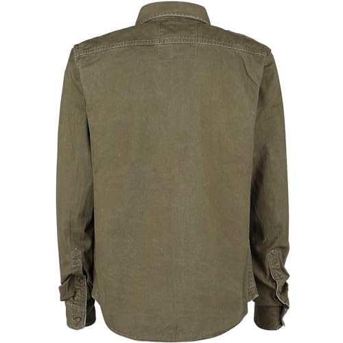 Individual WEAR Men's Rugged Cotton Breathable Casual Button Down Long Sleeve Shirt with Raw Edges & Shoulder Boards2