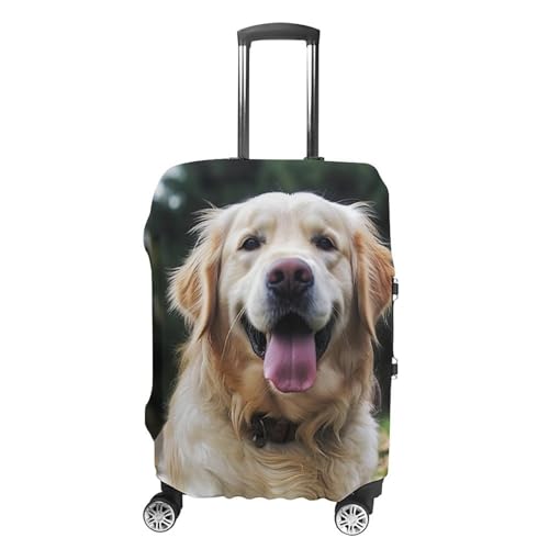Funny Golden Retriever Luggage Cover, Washable Elastic Suitcase Cover Protector Fit 18-32 Inch Luggage