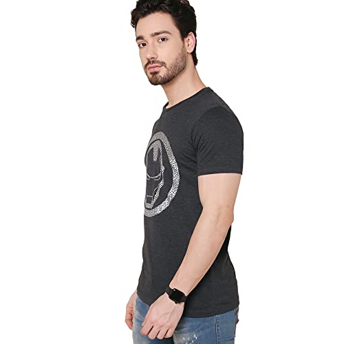 Image of Free Authority Iron Man Printed Regular Fit Grey Cotton Men's T-Shirt