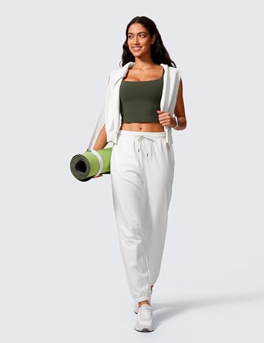 Image of CRZ YOGA Butterlift Scoop Neck Crop Tank Top | Medium Support, Removable Pads, Yoga, Buttery Soft, Adjustable U Back, Longline Sports Bras for Women