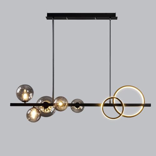 Lampadario lineare moderno con isola cucina in fattoria nera con lampada a sospensione lineare a LED in vetro al latte Lampada a sospensione a strisce lunghe per camera da letto Soggiorno Sala da