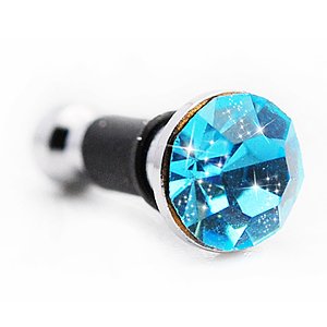 Headphone Plug Charm, Diamond Light Blue DPW001LB