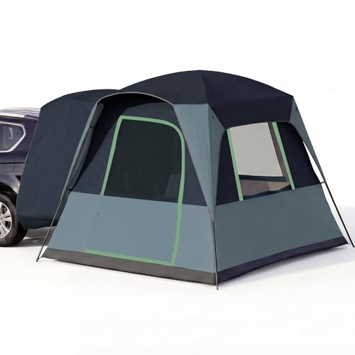 5/6 Person SUV Tent for Camping, SUV Tailgate Tent,Truck Car Tent Weather Resistant Portable for Car SUV Van Camping, Includes Rainfly and Storage Bag, 10' W X 8' L X 7.1' H (Blue)