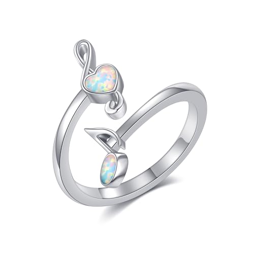 Bague ouverte argent 925 avec note de musique pour femme