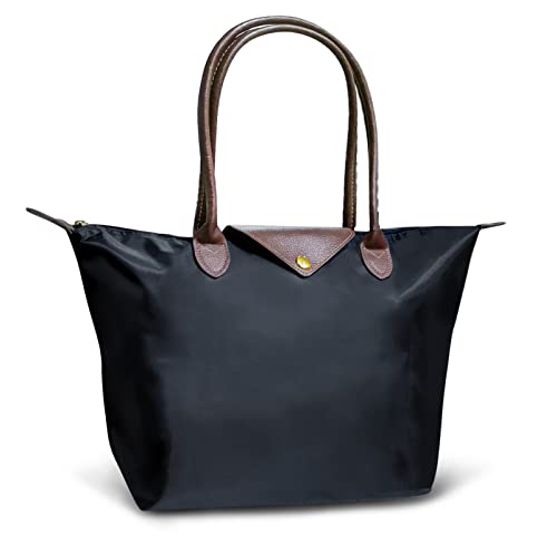 ARIEL-GXR Womens Tote Bag Large Capacity Shoulder Handbags for Ladies Tote Shopping Bag with Zip and Top Handle Waterproof Crossbody Schoolbag for Work Travel School Office (Black L)