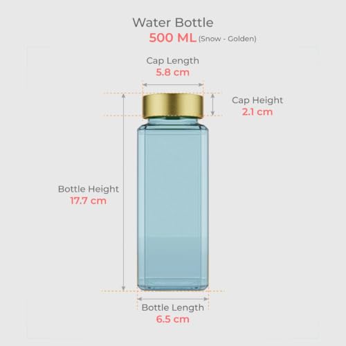 Image of CROCO JAR Wide Mouth Glass Water Bottle with Leak-Proof Airtight Double Layer Stainless Steel Lid for Water, Smoothie, Juices (500ML BLUE GOLDEN PK2)