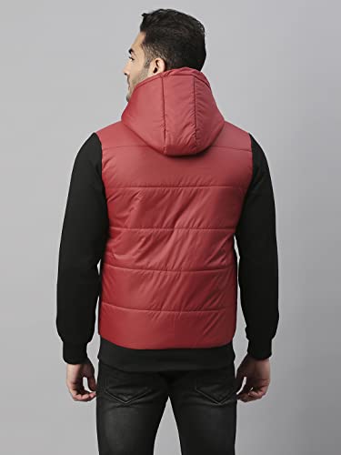 Image of Dennis Lingo Polyester Regular Fit Full Sleeves Men's Color Block Hooded Puffer Jacket with 2 Pockets - Lightweight Casual Winterwear for Men
